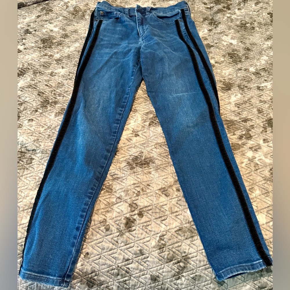 GAP Blue Skinny Jeans with Black Stripes on the sides